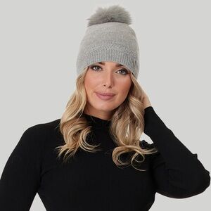 GORSKI Knit Cashmere Hat with Fox Fur Pompom
